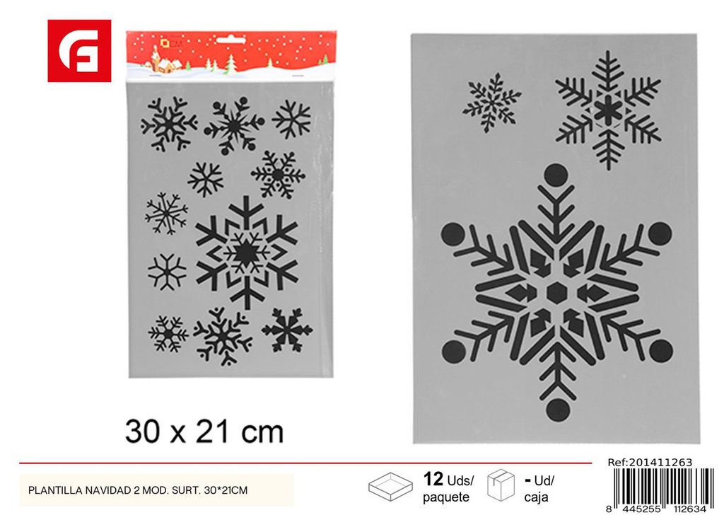 Plantilla navidad 2 mod. surt. 30x21cm - Decoraciones navideñas