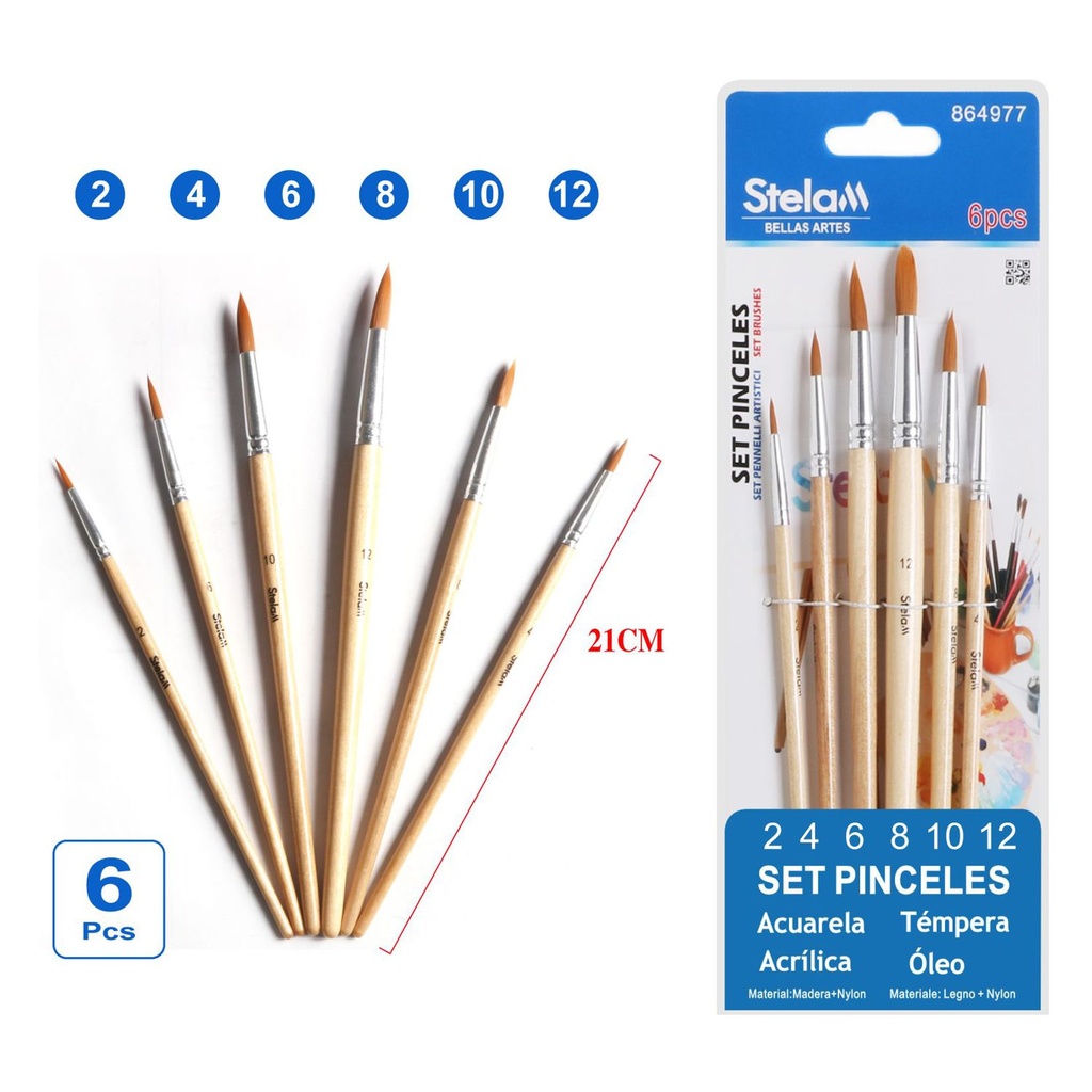 Set de pinceles 6 piezas para pintura artística