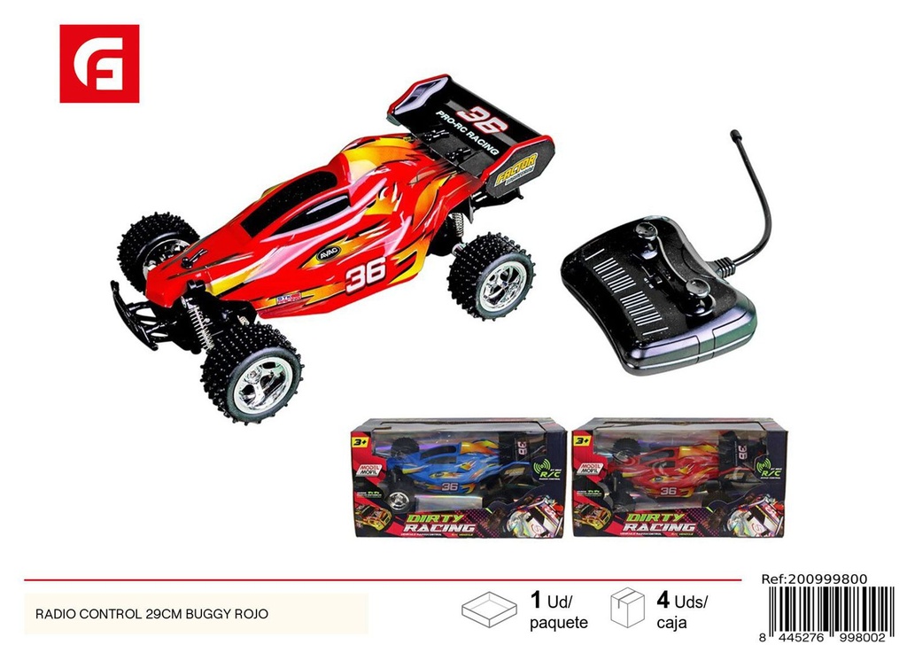  coche de juguete RC 29 cm Buggy rojo - Juguetes divertidos, control remoto