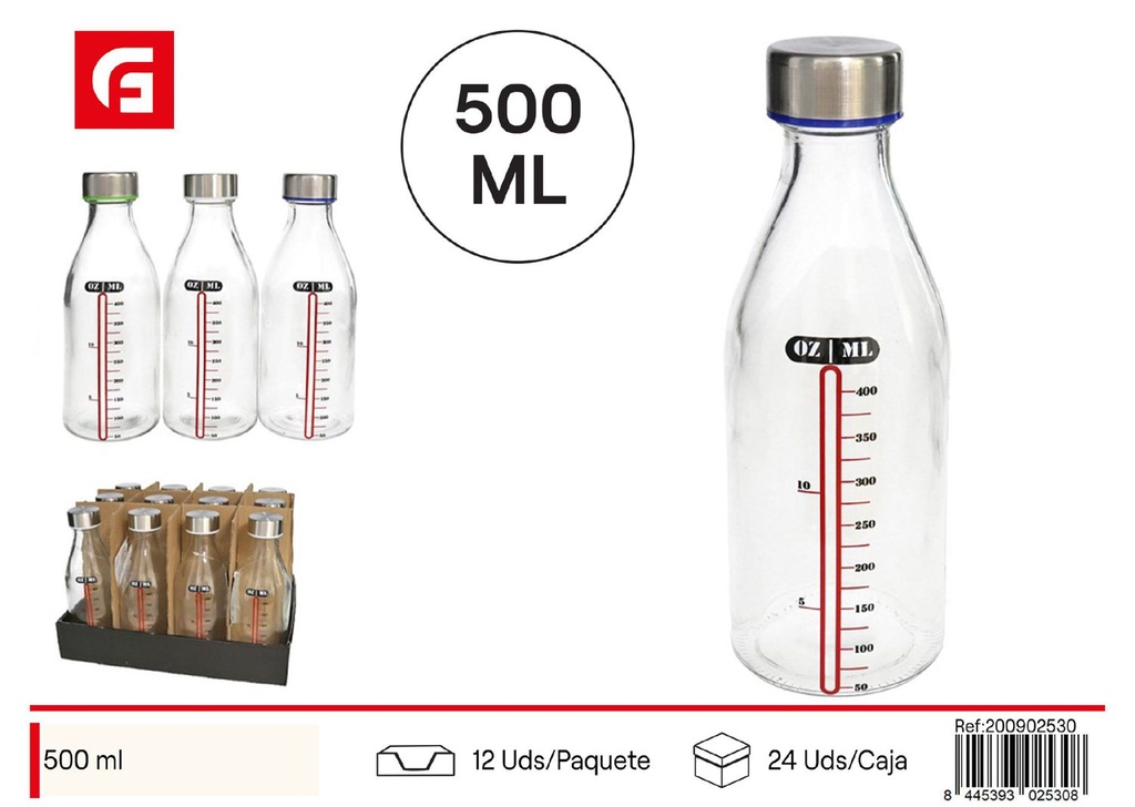 Botella de 500ml medidora Luca - Botellas de vidrio