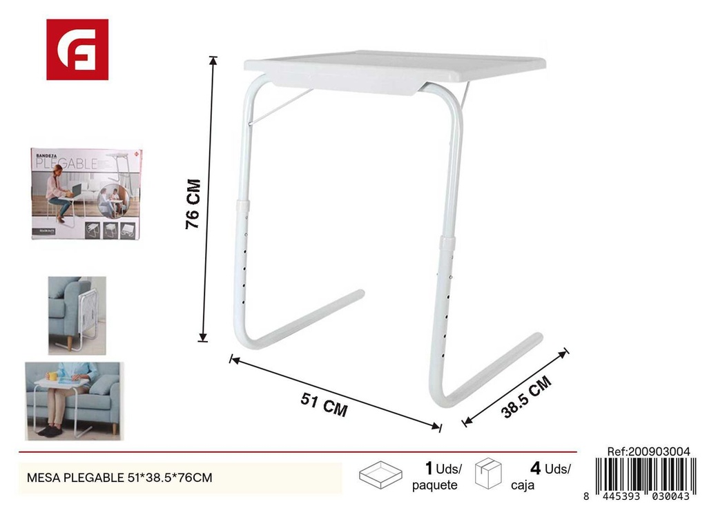 Mesa plegable 51x38.5x76cm para uso en jardín y exteriores