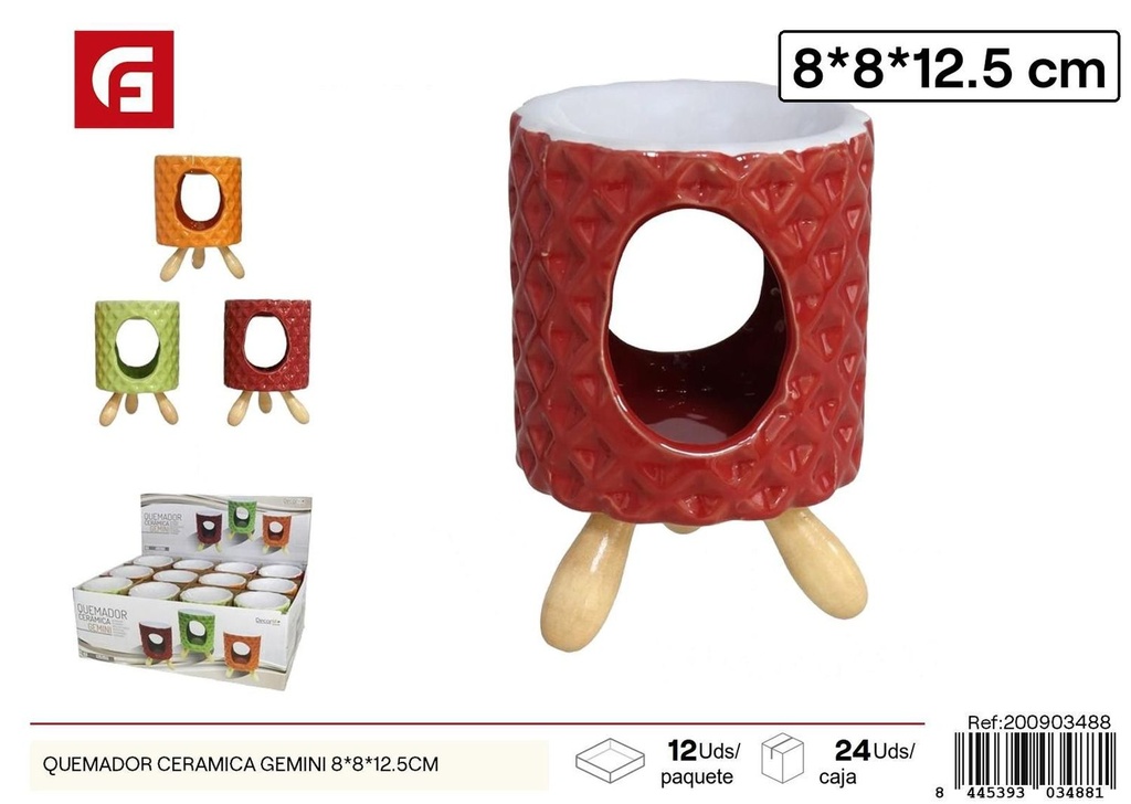 Quema cerámica Gemini para aromatizantes 8x8x12.5 cm - Ambientadores decorativos