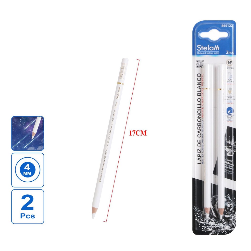 Lápiz de carboncillo blanco 4.0mm para dibujo y resaltado