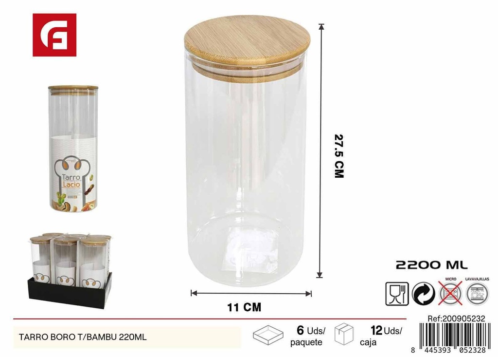 Tarros de boro T/Bambu 2200ml - Tarros de vidrio y cerámica