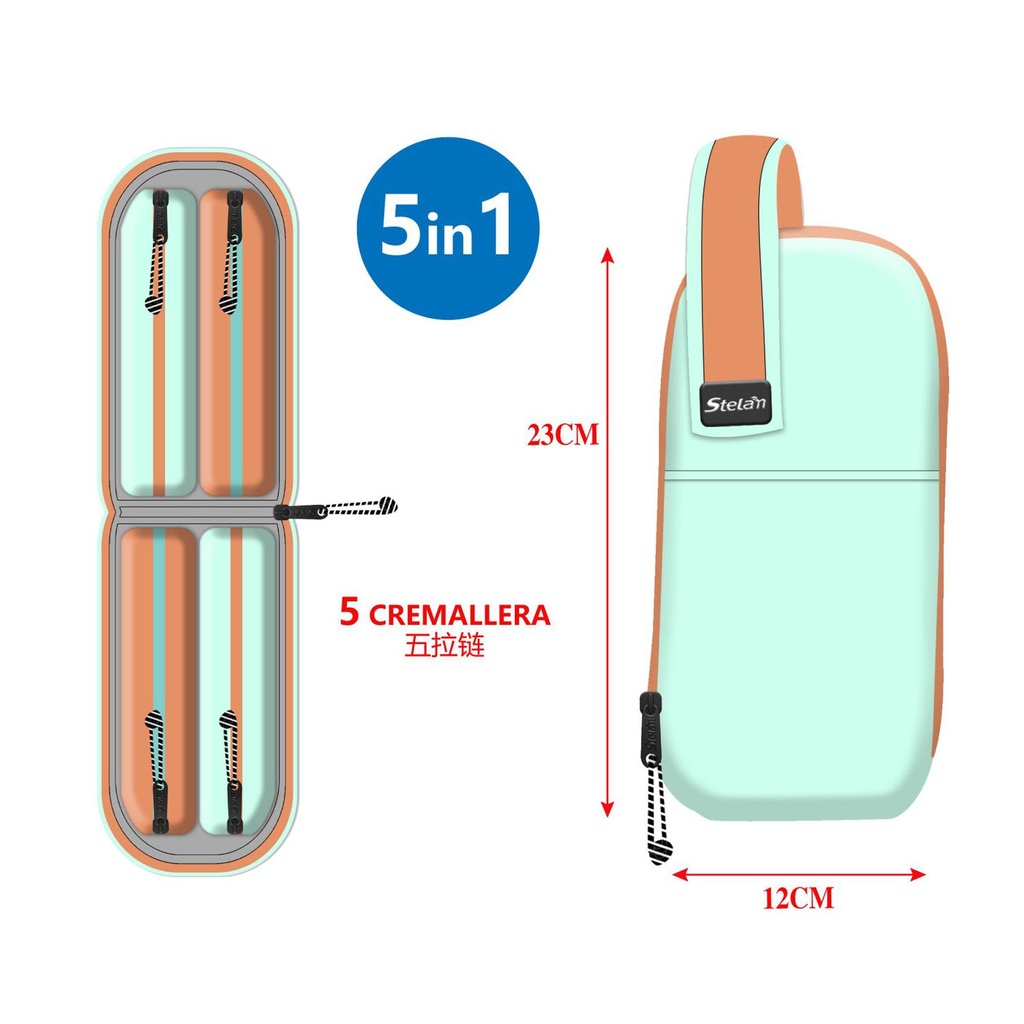 Estuche escolar 5 en 1 con compartimentos