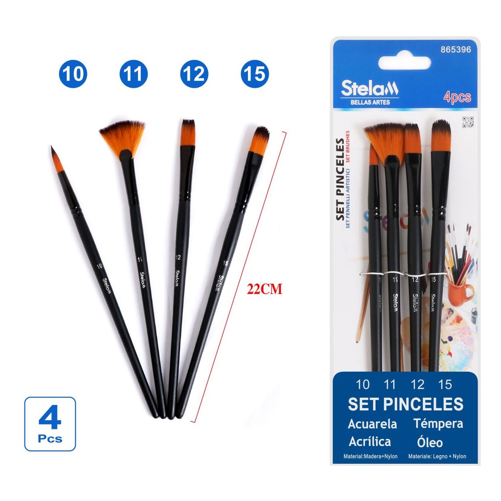 Set de pinceles 4 unidades - Materiales de arte