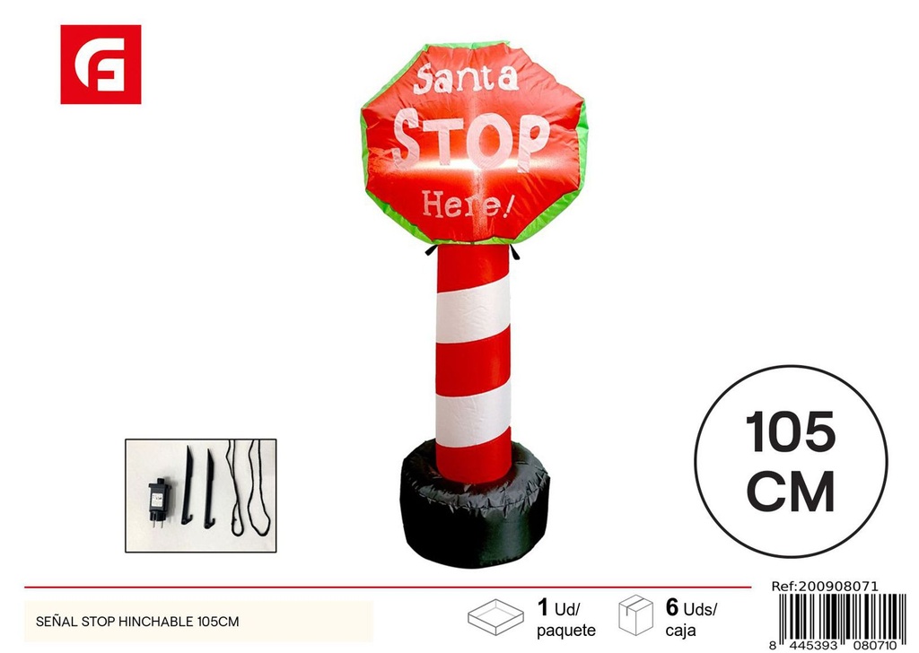 Señal de stop hinchable de Navidad 105cm para decoraciones festivas