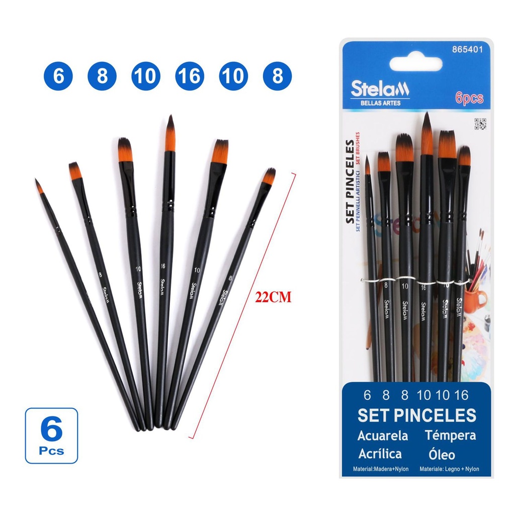 Set de pinceles 6pz - Material artístico