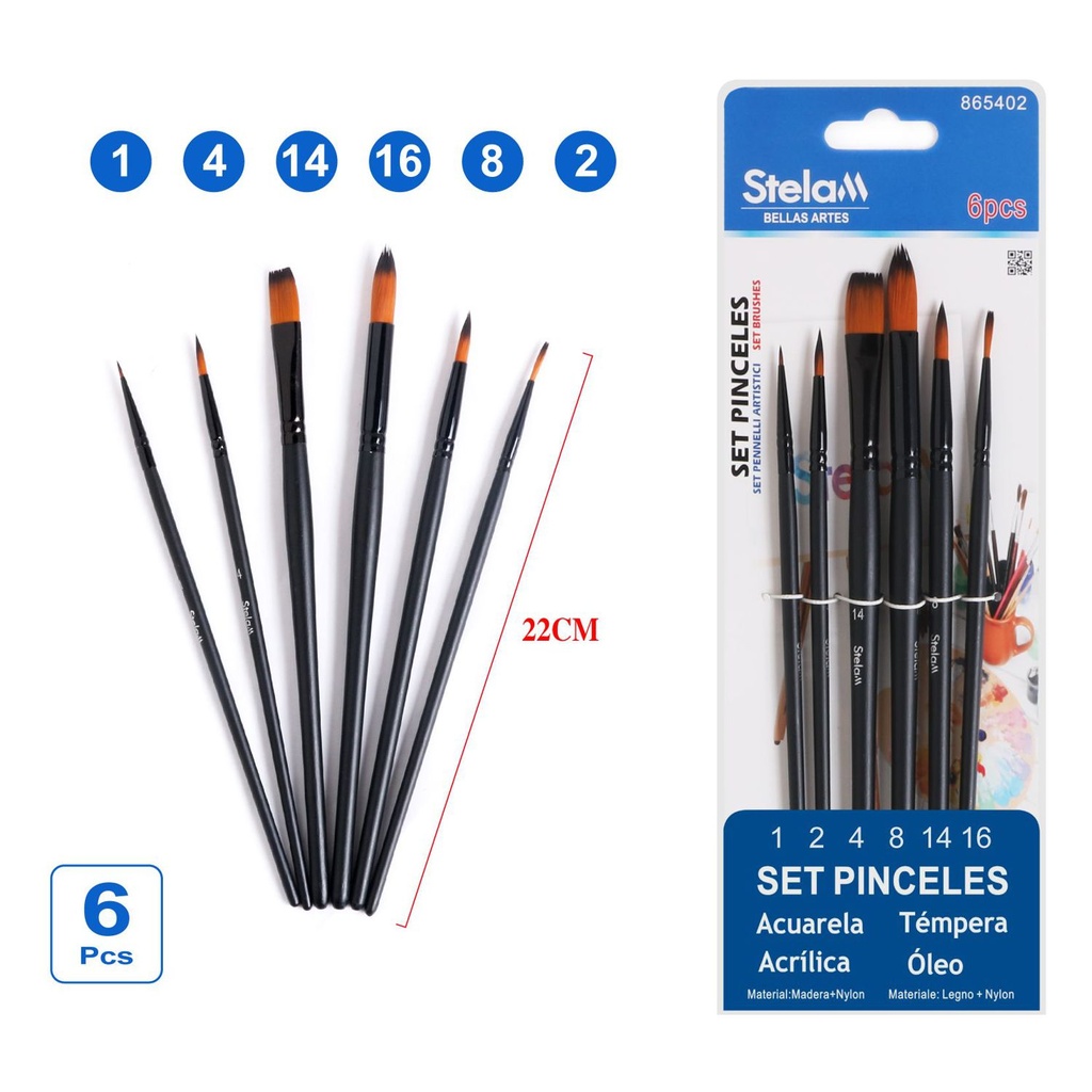 Set de pinceles 6pz - Material artístico