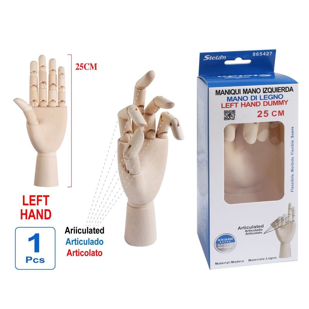 Maniquí de mano izquierda 25cm para dibujo y modelado