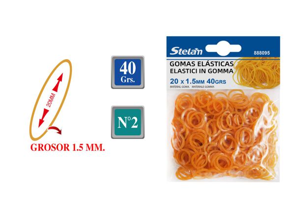 Gomas elásticas amarillas 40g - Utensilio de oficina