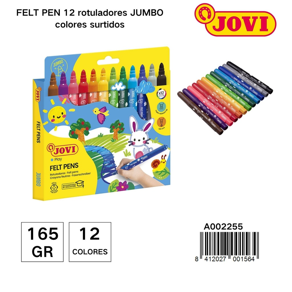 Ratoladores de 5.8 mm 12 colores JOVI - Artículos de papelería y rotuladores