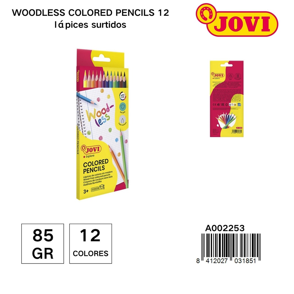 Lápices de colores sin madera 12 colores - Artículos de papelería y lápices de colores