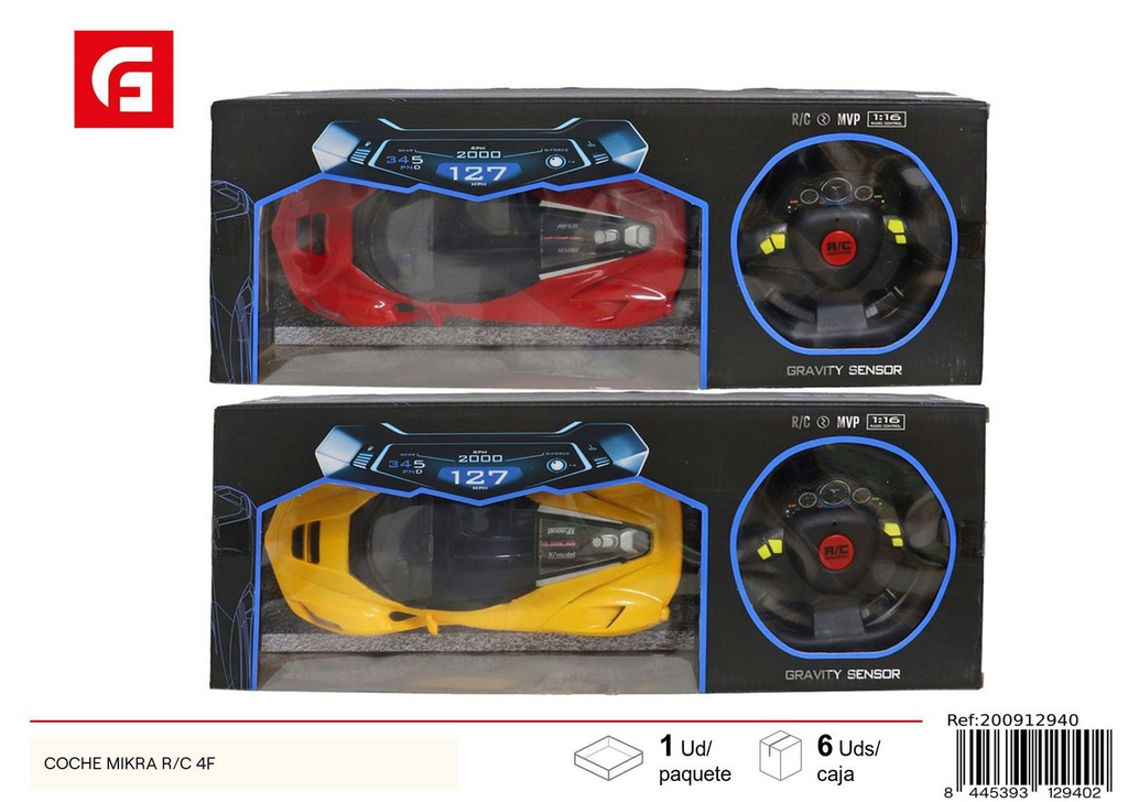 Coche Mikra R/C con 4 funciones para juguetes y juegos