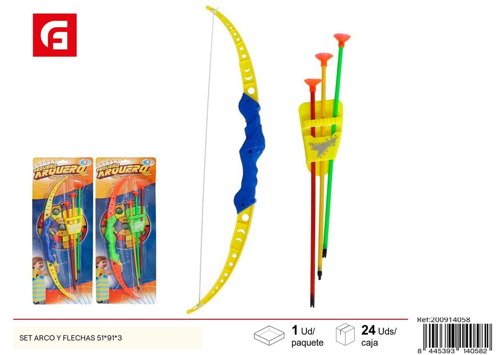 Set de arco y flechas 51x91x3 para juego infantil