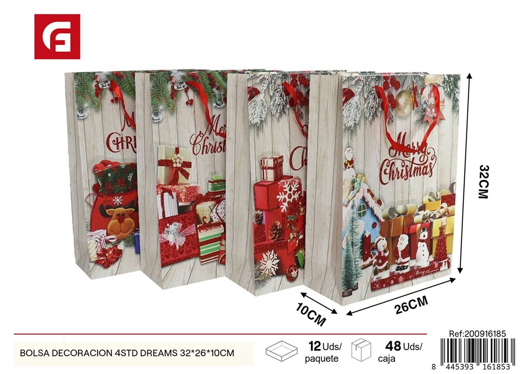 Bolsa de decoración navideña 4std Dreams 32*26*10cm para regalos y fiestas