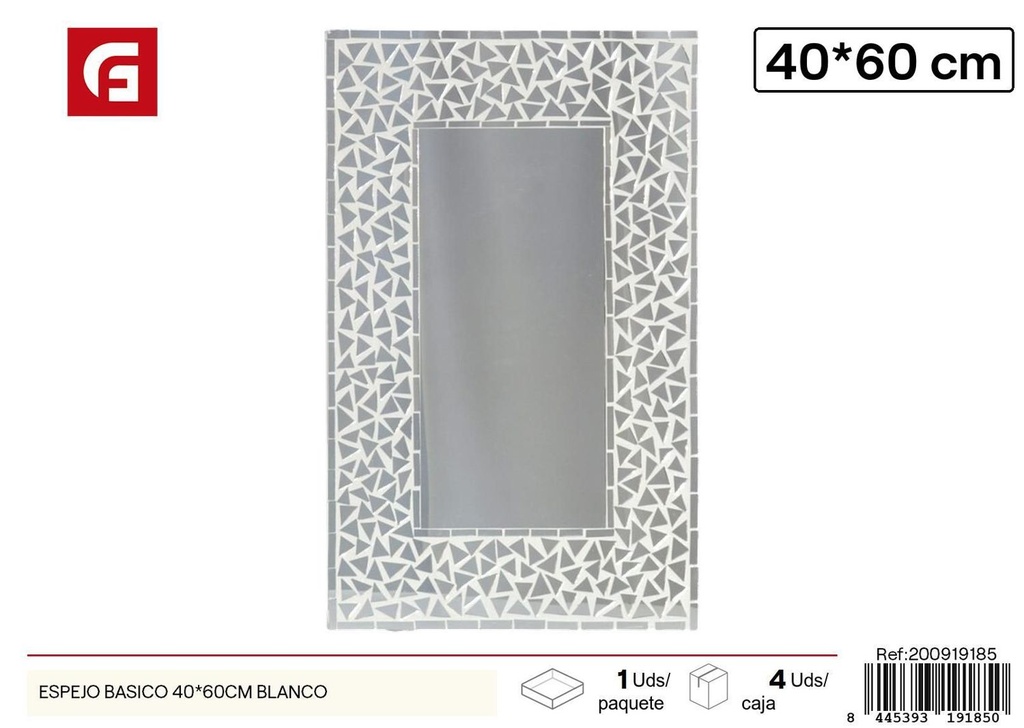 Espejo básico 40x60cm blanco - Decoración del hogar
