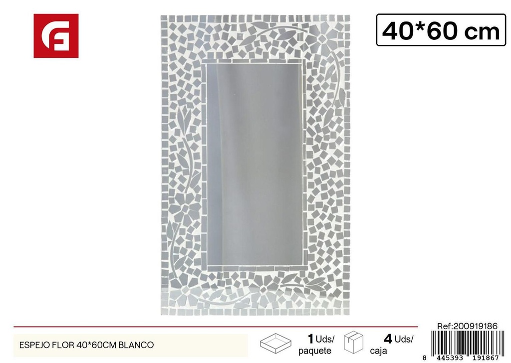 Espejo en forma de flor 40x60cm blanco - Decoración del hogar