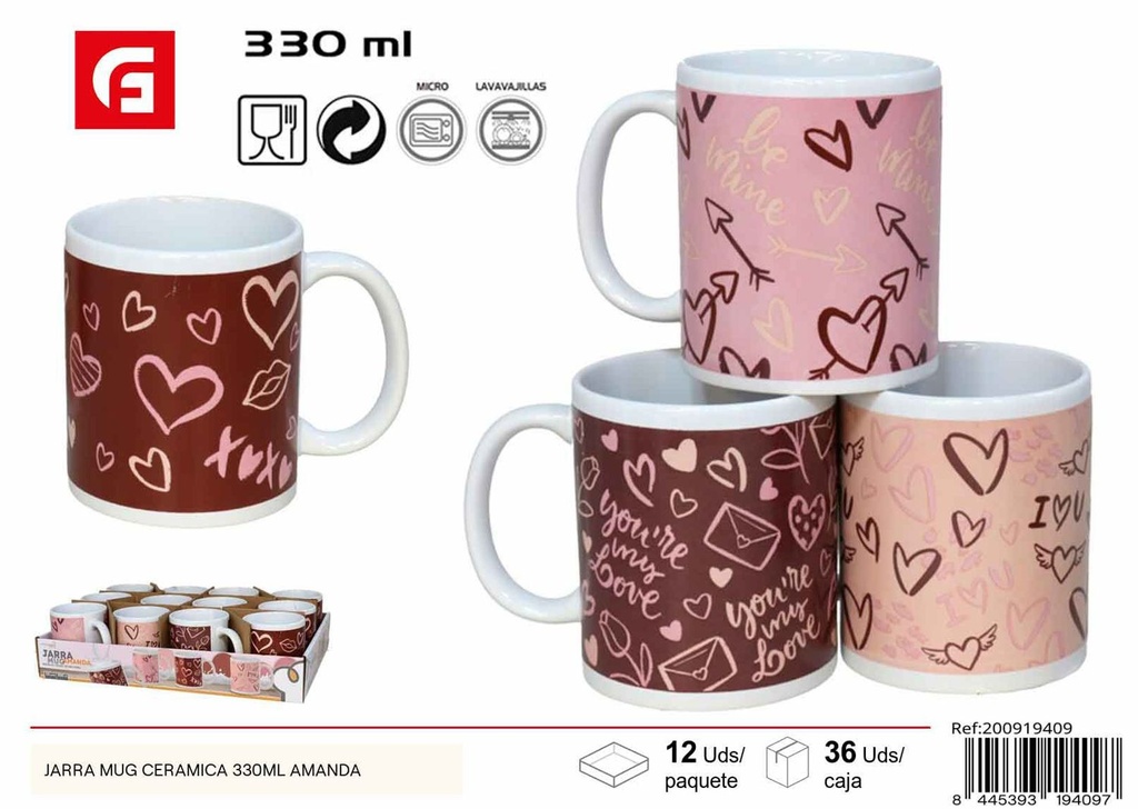 Jarra mug cerámica 330 ml Amanda - Vajilla de cerámica