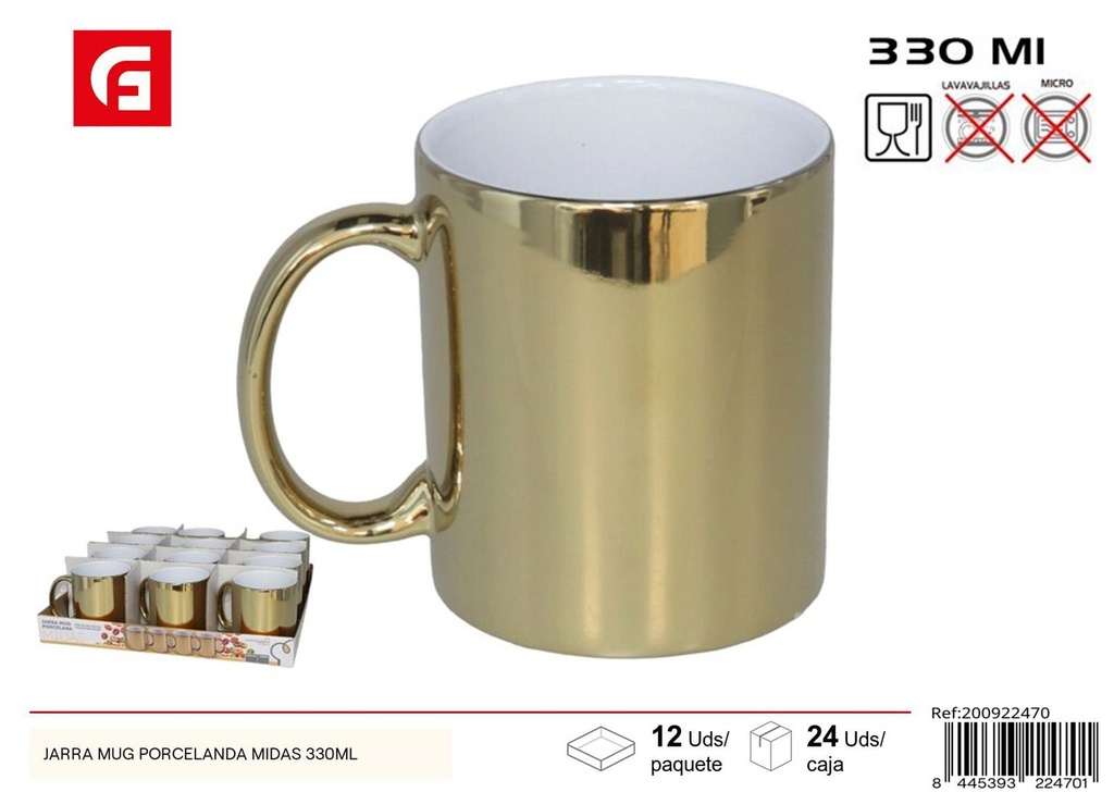 Jarra mug porcelana Midas 330 ml - Taza y utensilios de cocina