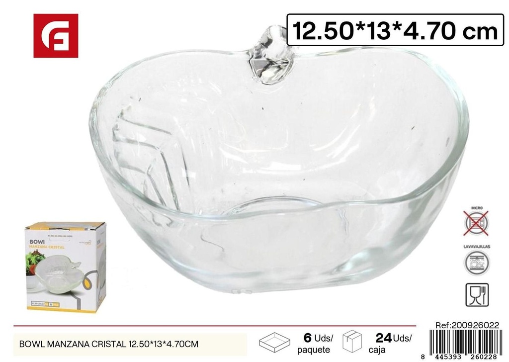 Plato de cristal en forma de manzana 12.5*13*4.7 cm - Vajilla de cristal