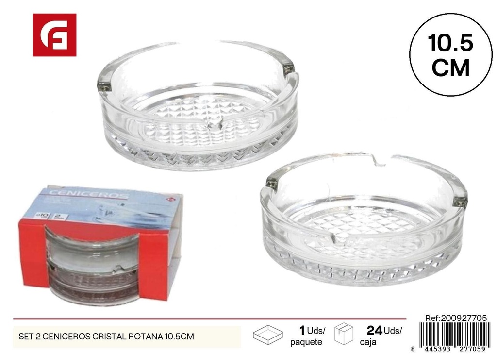 Set de 2 ceniceros de cristal Rotana 10.5cm - Accesorios para fumadores