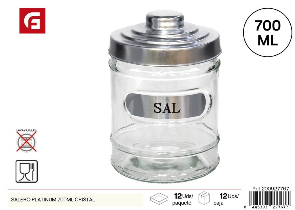 Salero platinum 700ml cristal - Cristalería