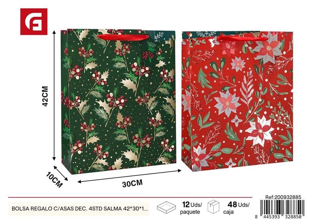 Bolsa regalo con asas 42x30x10 cm salma - Artículos navideños