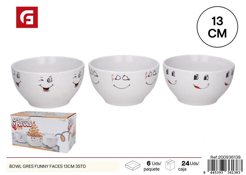 Bowl Gres Funny Faces 13 cm (3 unidades) - Tazas y utensilios de cocina