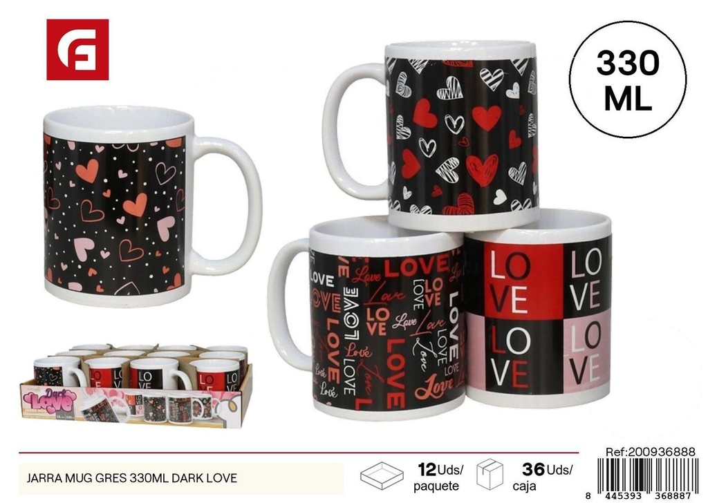 Jarra mug gres 330 ml Dark Love - Vajilla de cerámica