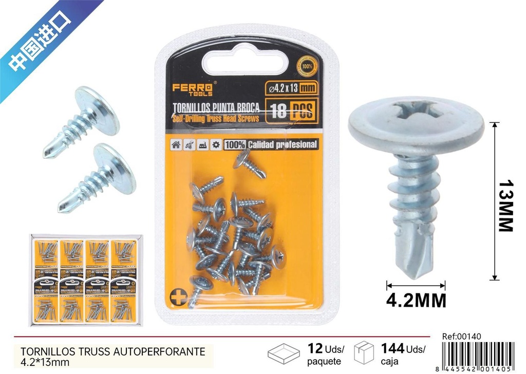 Tornillos truss autoperforante 4.2*13mm - Accesorios de ferretería