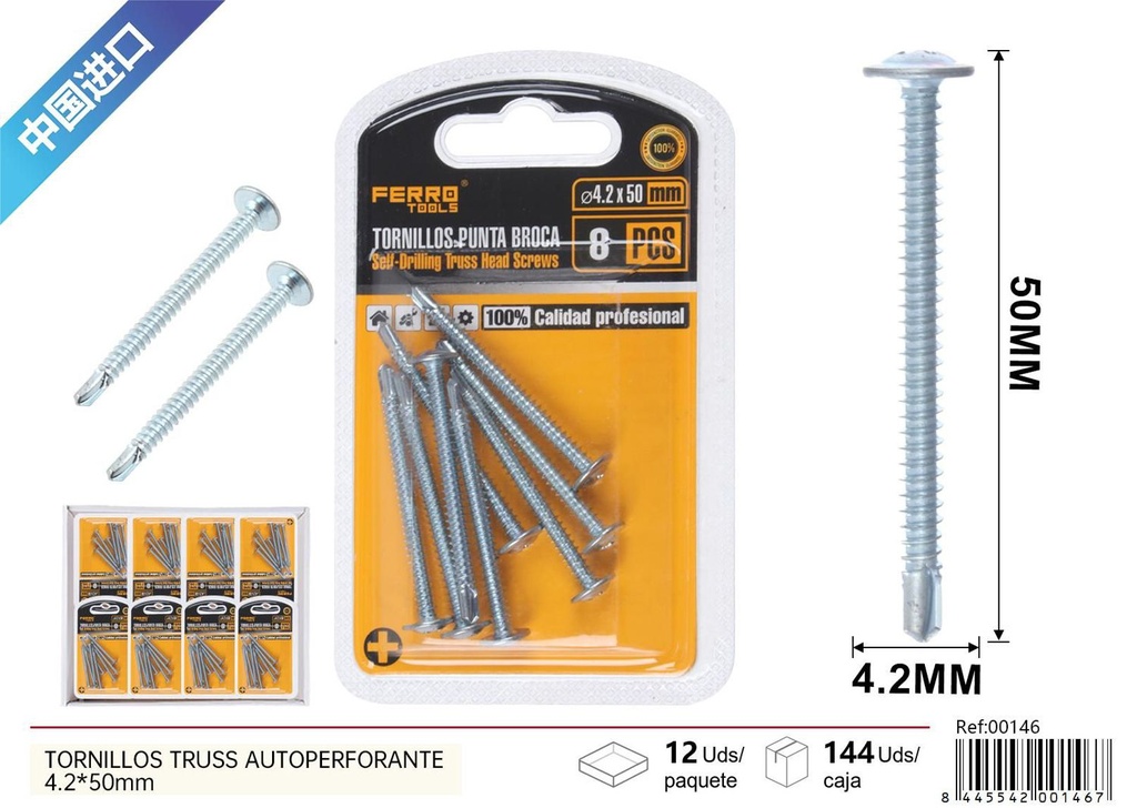 Tornillos truss autoperforante 4.2*50mm - Accesorios de ferretería