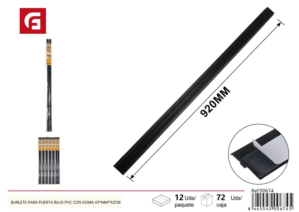 Burlete para puerta bajo PVC con goma 43x92cm para aislamiento