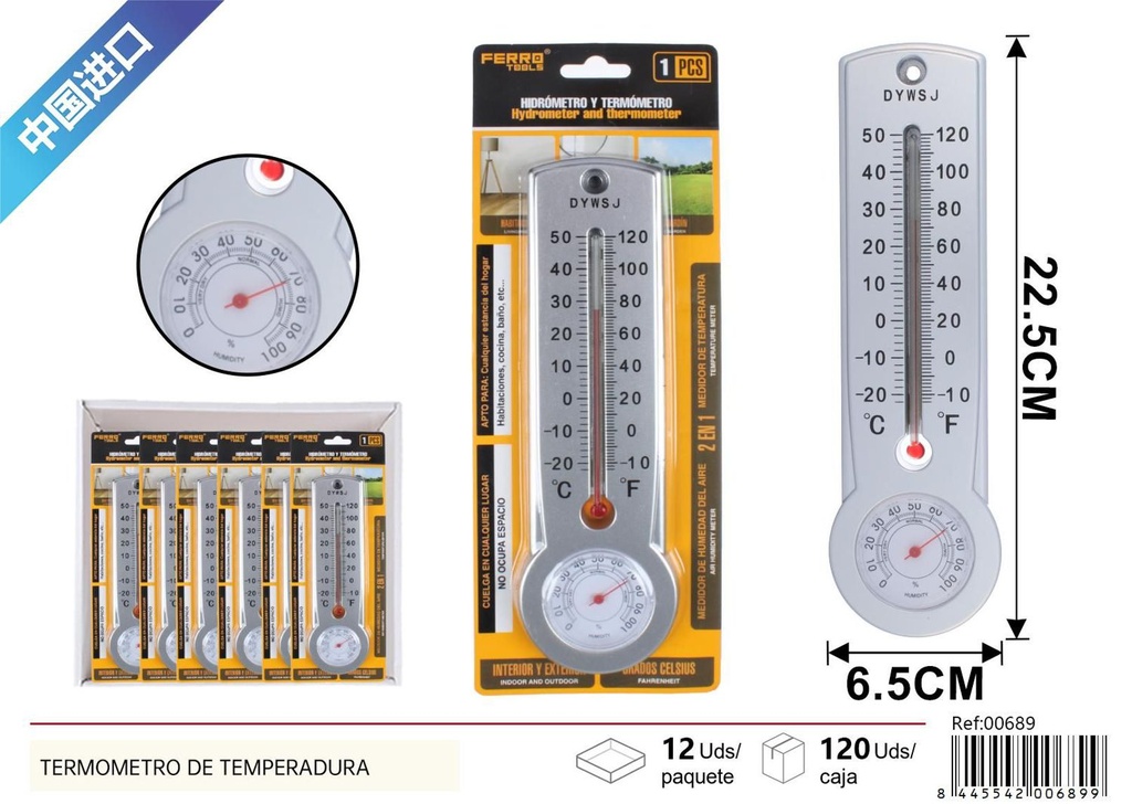 Termómetro de temperatura y humedad para interiores