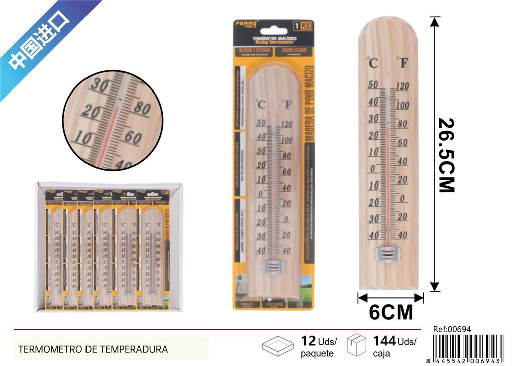 Termómetro de temperatura para interior y exterior