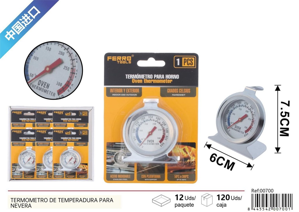 Termómetro de temperatura para horno para cocina precisa