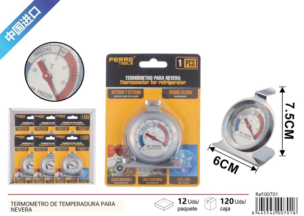 Termómetro para nevera para control de temperatura en refrigeradores