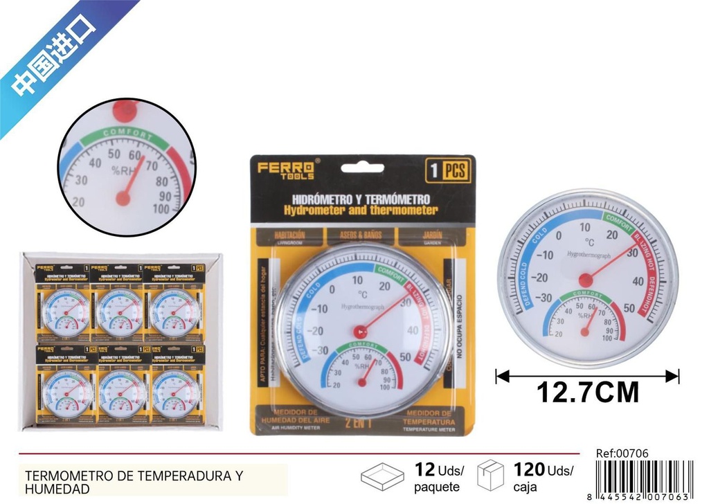 Termómetro de temperatura y humedad para hogar y medición