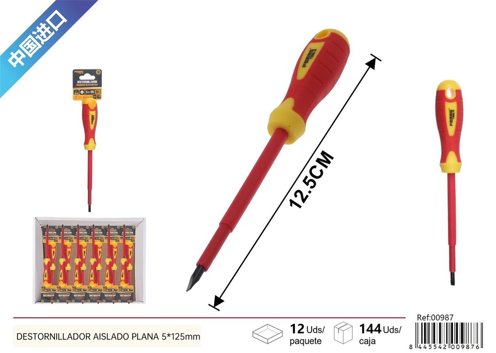 Destornillador aislado plano 5x125mm para seguridad