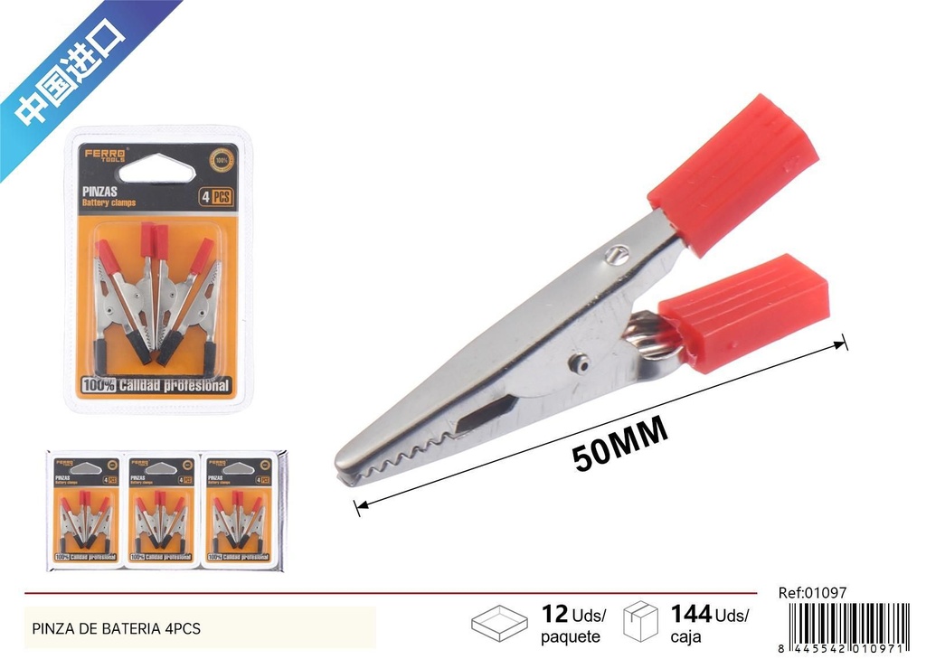 Pinza de batería mediana 4 pcs - Herramientas de ferretería y pinzas