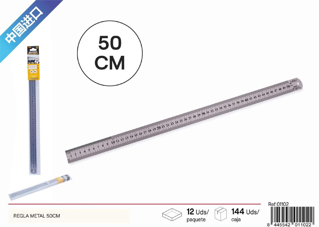 Regla de metal 50cm para medición precisa