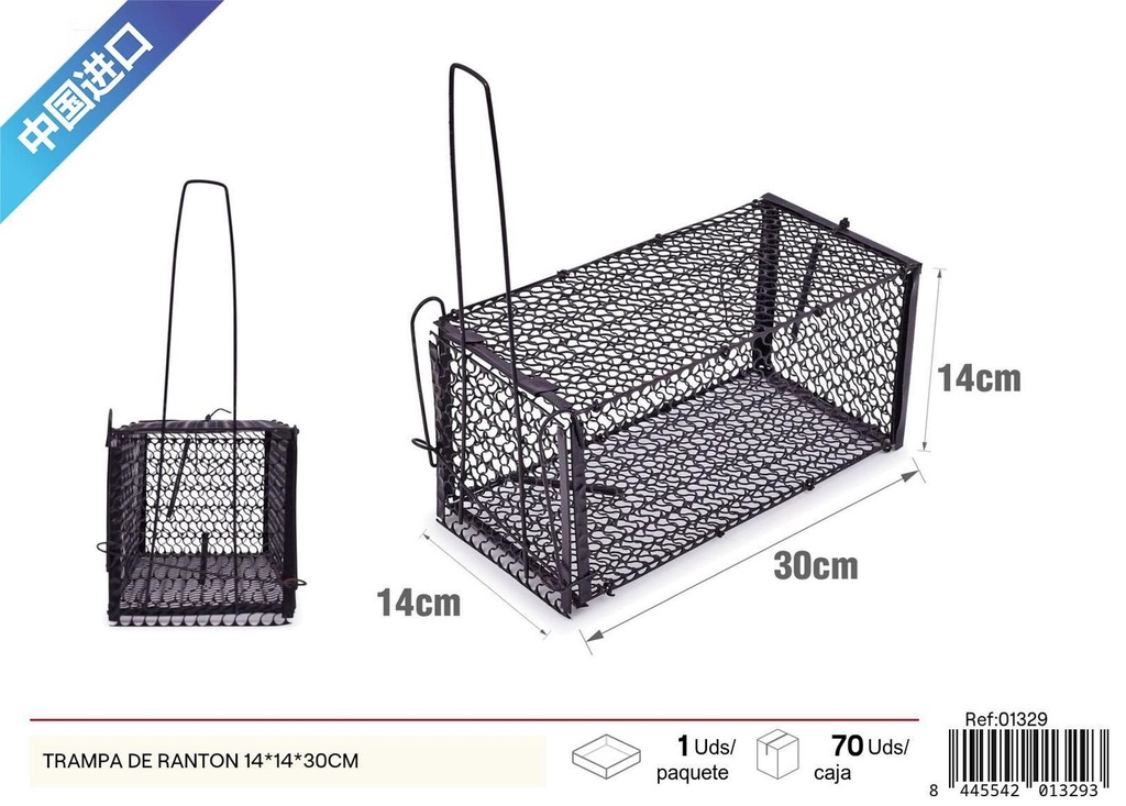 Trampa para ratones plegable 14x14x30cm para control de plagas