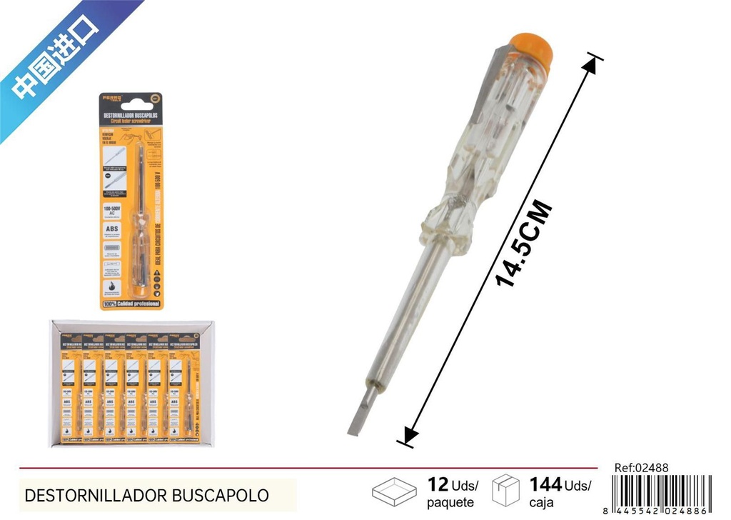 Destornillador buscador de polo para trabajos eléctricos y de instalación