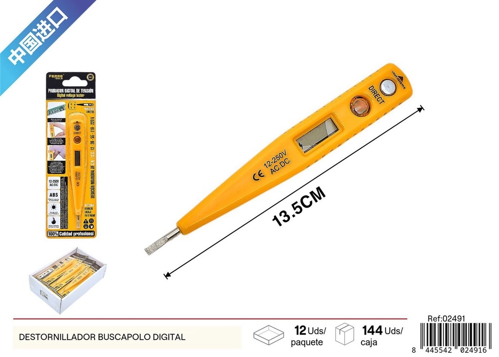 Destornillador busca polo digital para tareas eléctricas