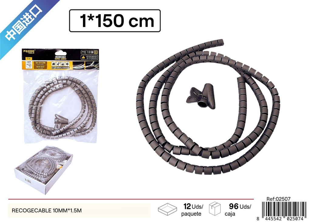 Recogecable 10mm*1.5m para organización de cables