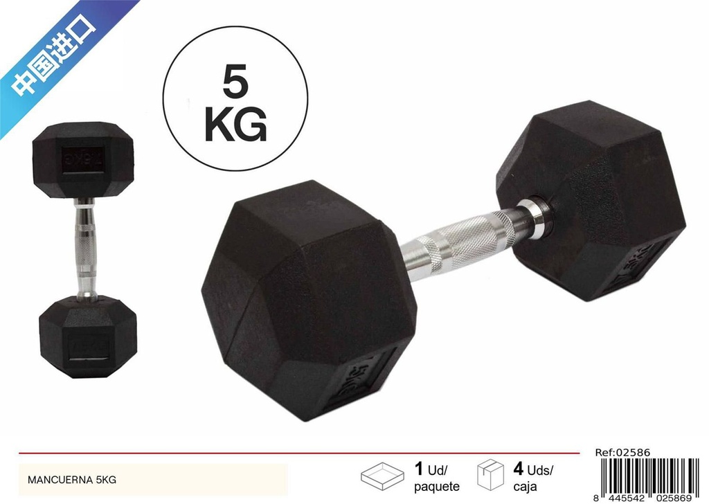 Mancuerna hexagonal 5kg para entrenamiento físico