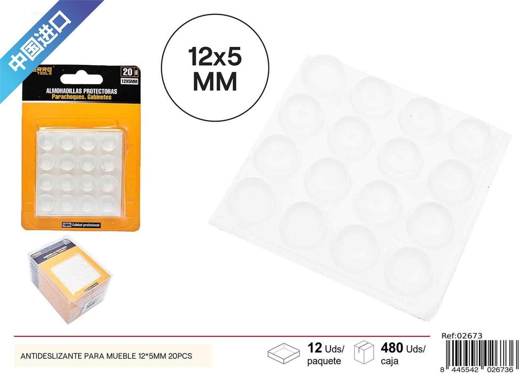 Antideslizante para mueble 12*5 mm en 20 piezas - Ferretería