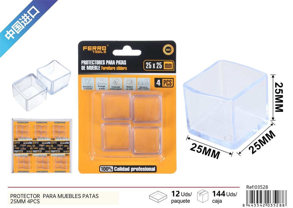 Protector para muebles 25 mm - Paquete de 4 unidades