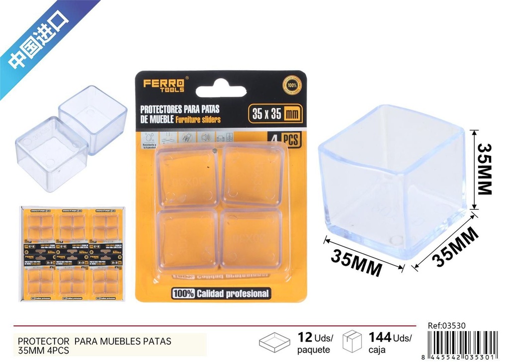 Protector para muebles patas 35mm 4pcs para cuidado de suelos