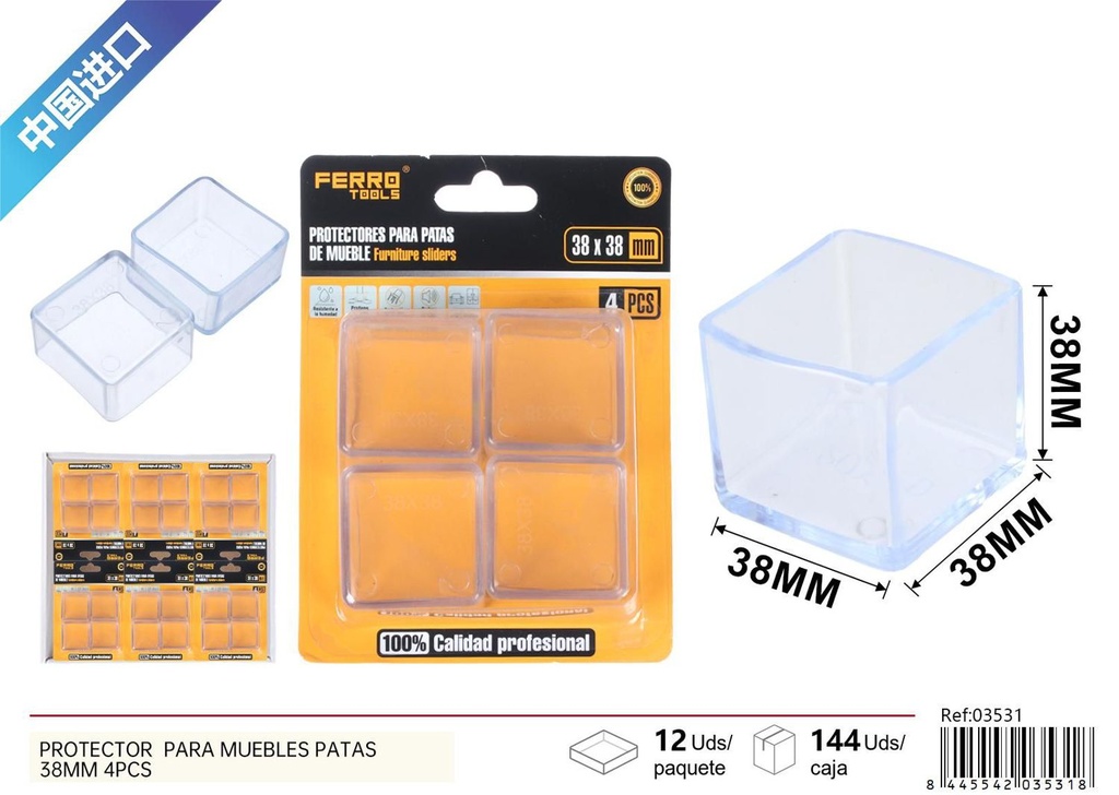 Protector para muebles patas 38mm 4pcs - Ferretería y hogar